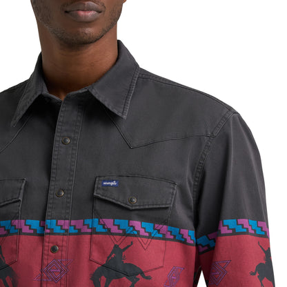 Wrangler Men's Vintage Inspired Black Border Print Brushpopper
