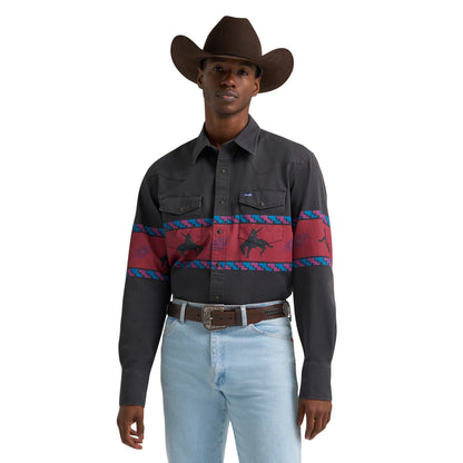 Wrangler Men's Vintage Inspired Black Border Print Brushpopper