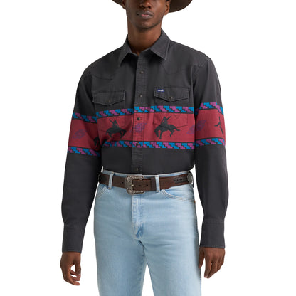 Wrangler Men's Vintage Inspired Black Border Print Brushpopper