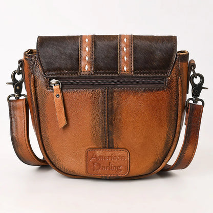 American Darling Hair-On Cowhide Cross Body Bag Genuine Leather with Tassel weis-western-wear