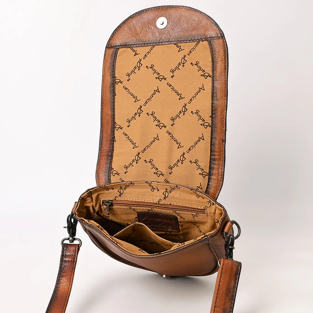 American Darling Hair-On Cowhide Cross Body Bag Genuine Leather with Tassel weis-western-wear