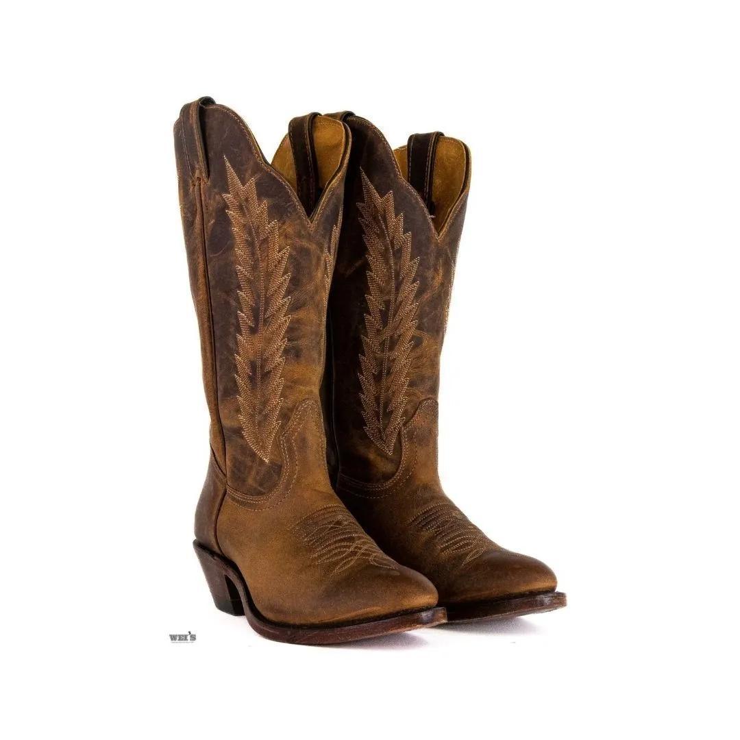 Boulet Women’s Cowgirl Boots 12" Oiled Cowhide Cowboy Riding Heel R Toe
