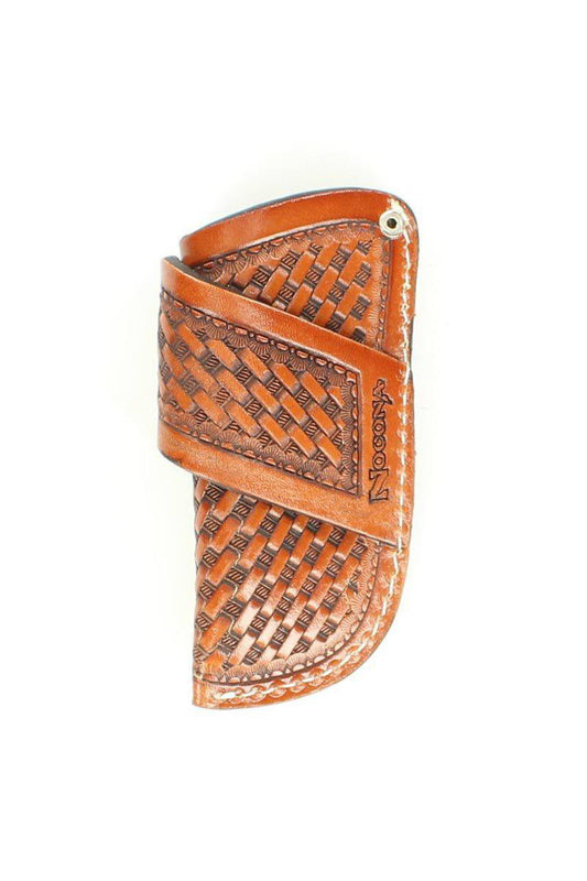 1801408 Basket Weave Leather Knife Sheath, Light Tan