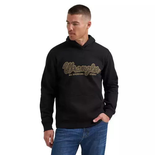Wrangler Men's Legacy Graphic Hoodie- Black Beauty