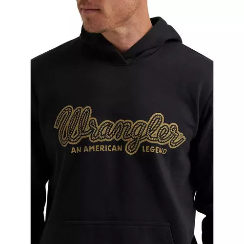 Wrangler Men's Legacy Graphic Hoodie- Black Beauty