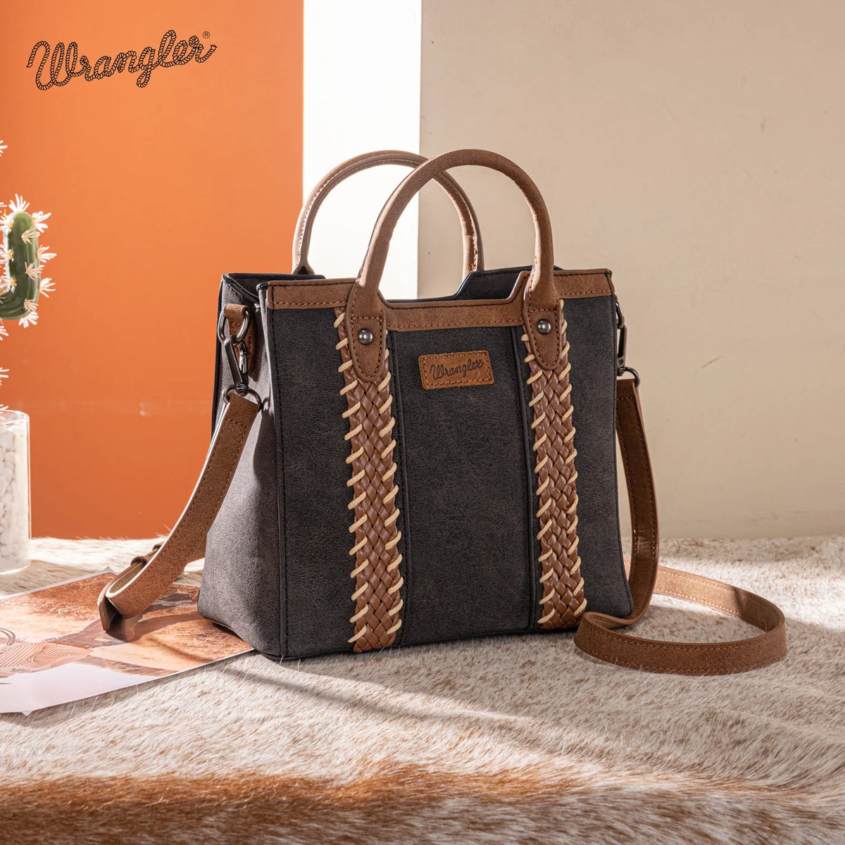 Wrangler Braided Whipstitch Top Handle Small Tote/Crossbody