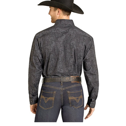 Rock & Roll Men's Black Paisley Print Modern Fit Button Long Sleeve Western Shirt weis-western-wear