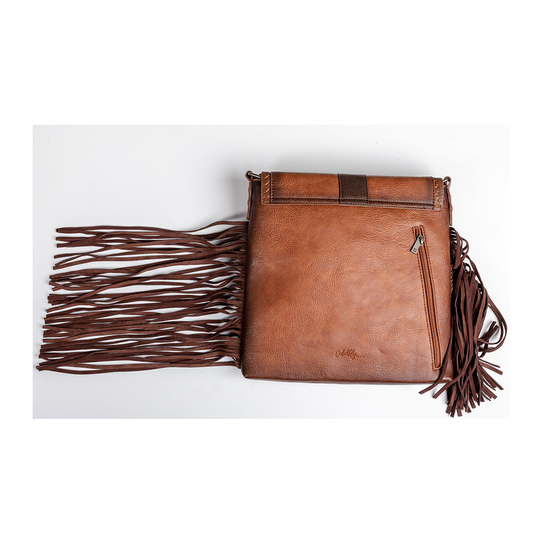 Catchfly Women's Crossbody Leather Purse With Buckle And Fringe