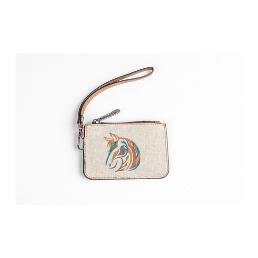 Justin Women's Mini Card Wallet Canvas With Horse Head