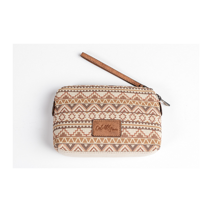 Catchfly Women's Cosmetic Pouch Canvas Cow Skull With Feathers