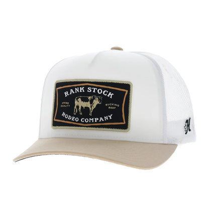 Hooey Rank Stock 5-Panel Trucker Snapback Hat White/Tan