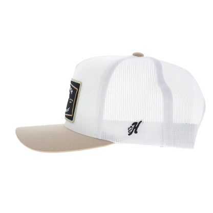 Hooey Rank Stock 5-Panel Trucker Snapback Hat White/Tan