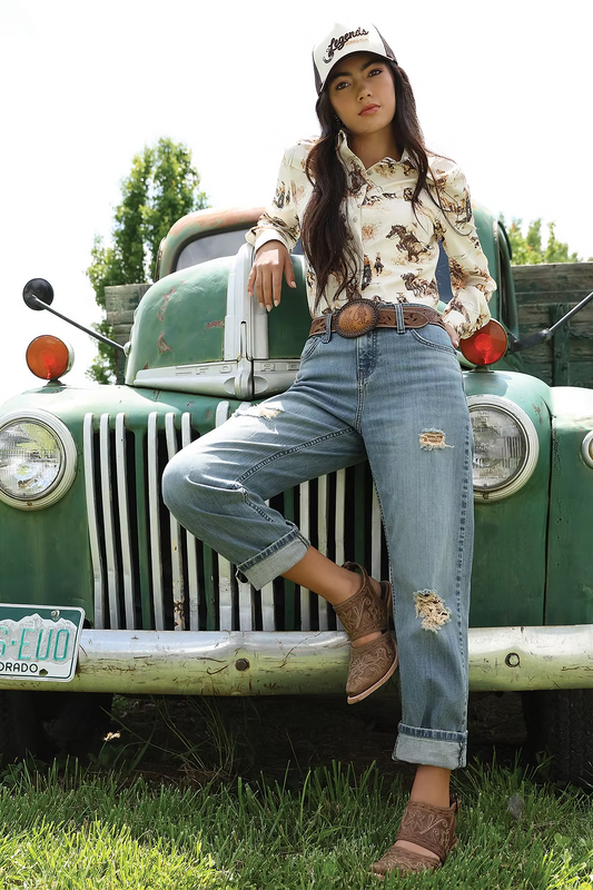 Cruel Denim Women's Long Sleeve Rodeo Print