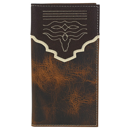 Tony Lama Genuine Leather Men's Rodeo Wallet With Boot Stitch Steer Head weis-western-wear