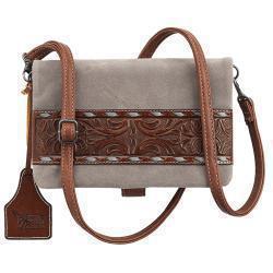 3D Belt Company Angel Ranch Celia Collection Crossbody Clutch Grey weis-western-wear