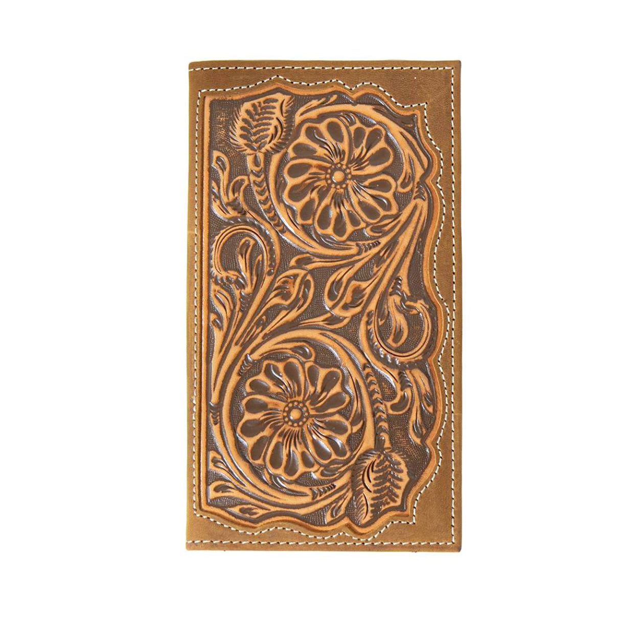 3D Men's Western Wallet Rodeo Leather Floral Embossed Inlay Brown D250011502