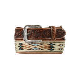 3D Mens Belt 1 3/4"-1 1/2" Woven Inlay Tan weis-western-wear
