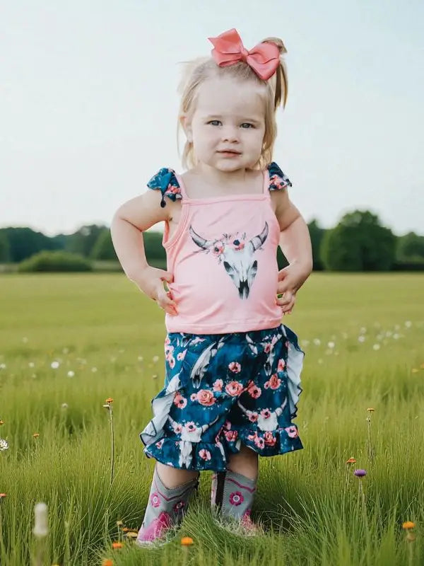 Shea Baby Girl's Two Piece Midnight Floral Shirts weis-western-wear