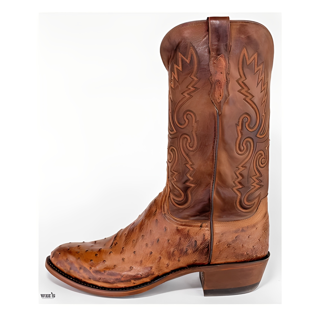 Lucchese Exotic Ostrich 13" Tan Cowboy Boot Men's