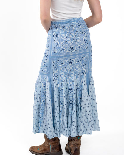 Panhandle Slim Women's Sky Blue Paisley Print Maxi Skirt