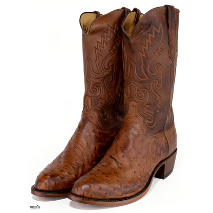 Lucchese Exotic Ostrich 13" Tan Cowboy Boot Men's