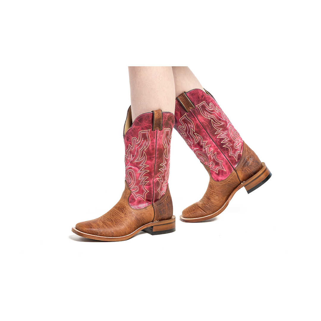 Boulet Women’s Cowgirl Boots 13" Magenta Shaft Wide Square Toe