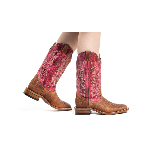 Boulet Women’s Cowgirl Boots 13" Magenta Shaft Wide Square Toe