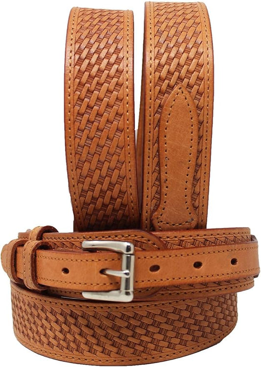 Challenger Western Basket Weave Leather Tooled Ranger Belt weis-western-wear