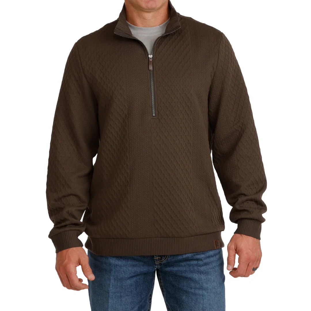 Cinch Men's Brown 1/2 Zip Cable Knit Pullover