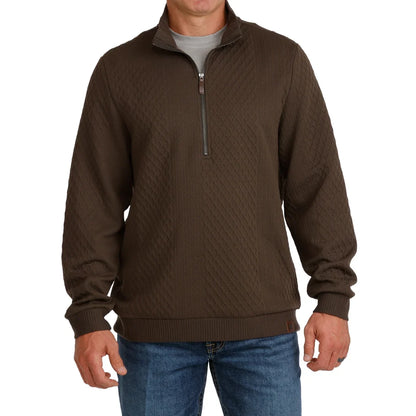Cinch Men's Brown 1/2 Zip Cable Knit Pullover