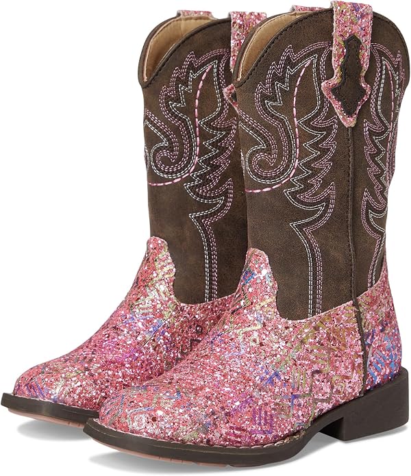 Roper Little Girl's Pink SouthWest Glitter Aztec Cowboy Boots