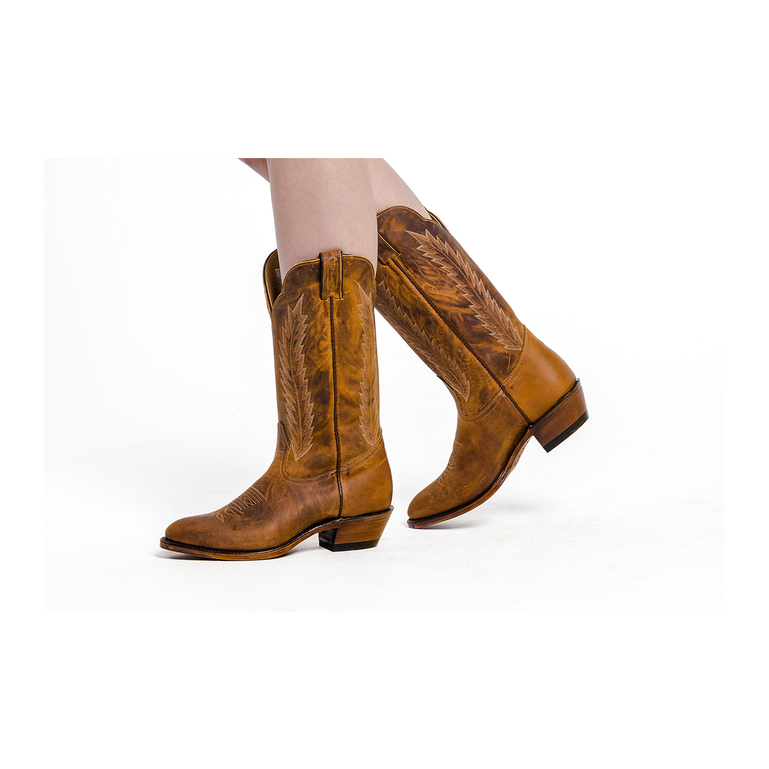 Boulet Women’s Cowgirl Boots 12" Oiled Cowhide Cowboy Riding Heel R Toe