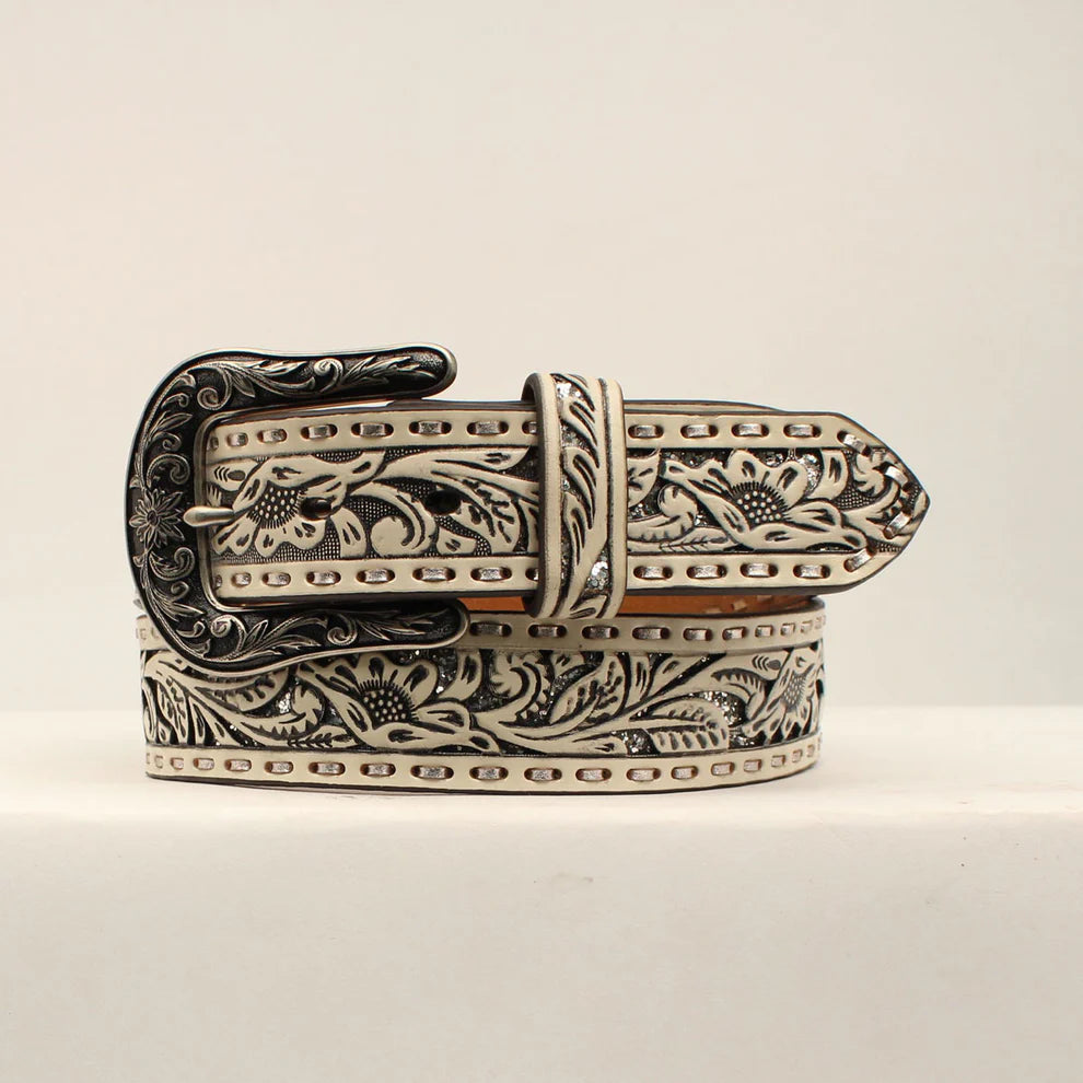 Ariat Women's White Floral Belt weis-western-wear