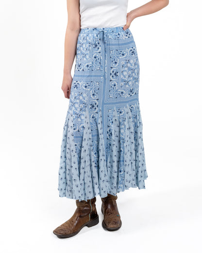 Panhandle Slim Women's Sky Blue Paisley Print Maxi Skirt