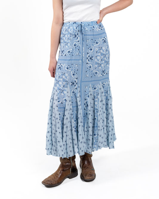Panhandle Slim Women's Sky Blue Paisley Print Maxi Skirt