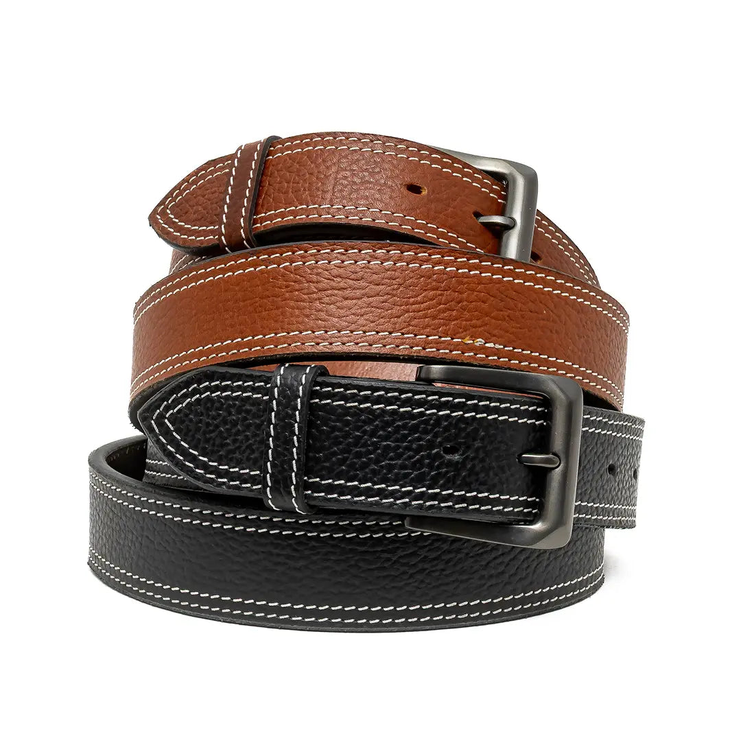 ASF Leathers Men's Pebbled Solid Colour Belt