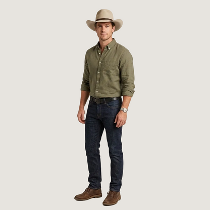 Akubra Overlander Heritage Collection fur felt hat showing a detailed look at the woven leather band.