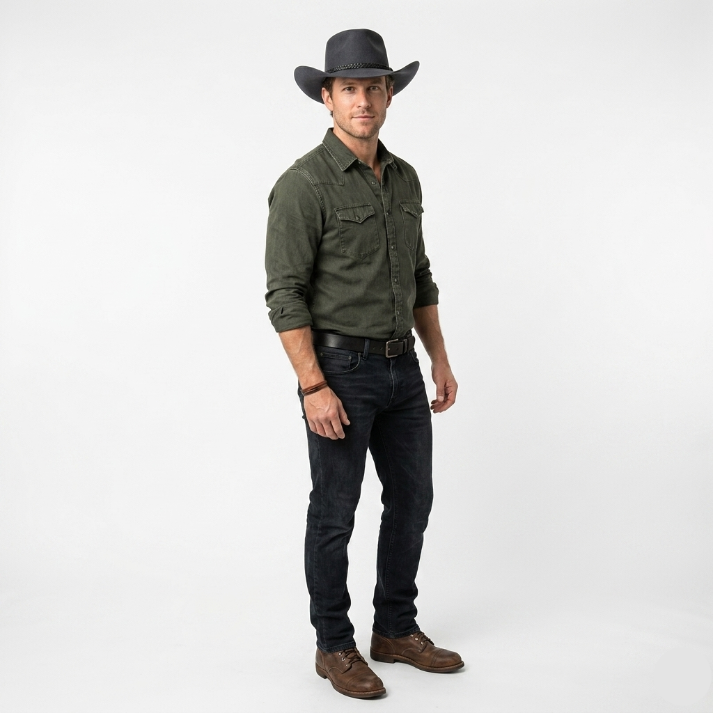 Akubra Overlander Heritage Collection fur felt hat in dark brown, top-down view showing crown profile.