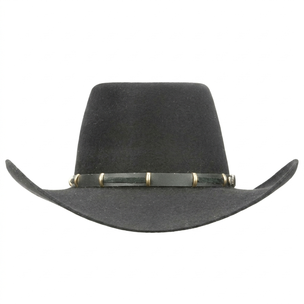 Akubra The Boss fur felt western hat, close-up view of the interior leather sweatband.