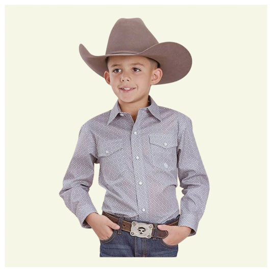 Amarillo Boy's Long Sleeve Stretch Poplin Western Snap Shirt