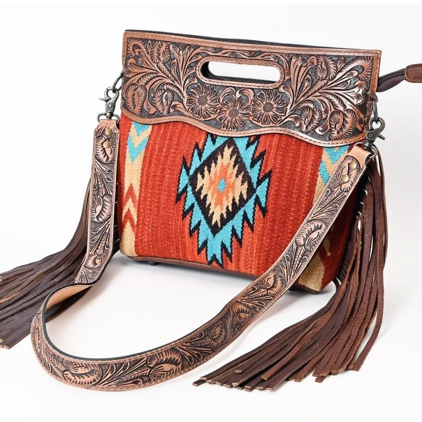 American Darling Purse, Fringe and Tooled Leather ADBG610D2