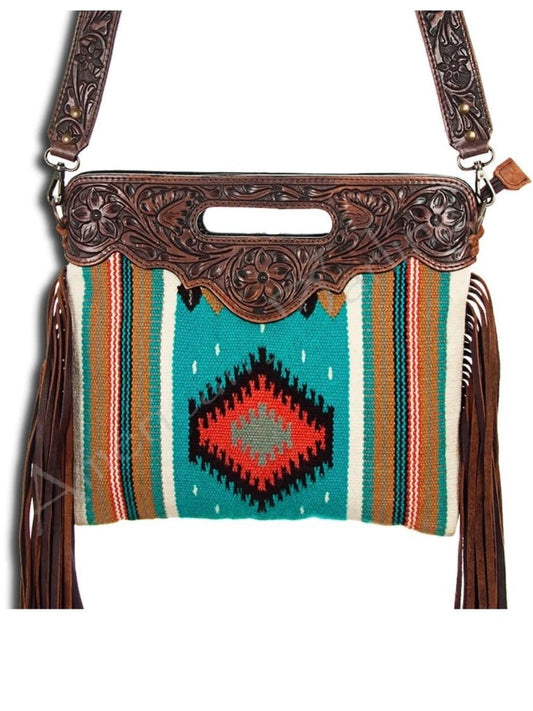 American Darling Purse With Saddle Blanket, Fringe and Tooled Leather