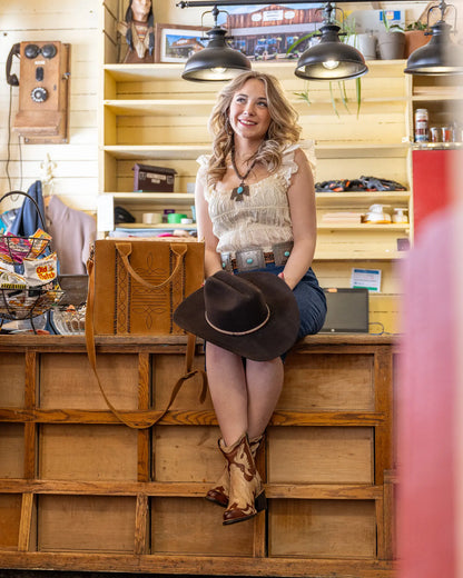 American Darling Women's Tan Rough Out Leather With Boot Stitching Crossbody/Handbag weis-western-wear