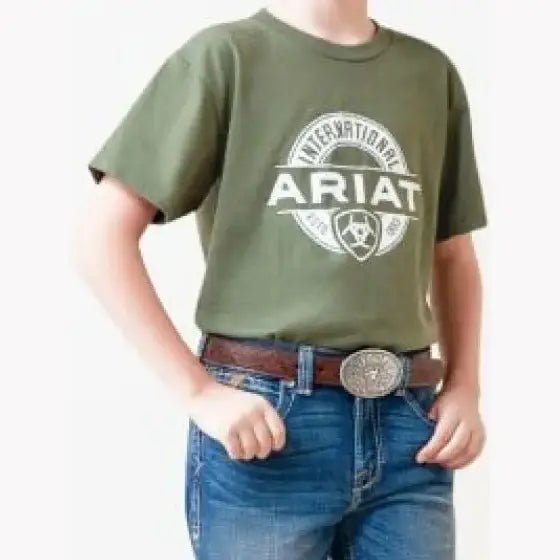 Ariat Boy's Shirt Lightweight T-Shirt Logo Forest Green 10045295 - Ariat