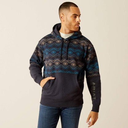 Ariat Men's Colour Block Hoodie Navy 10052449