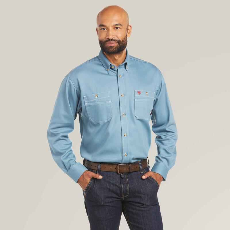 Ariat Men's Flame Resistant Vented Work Shirt In Steel Blue