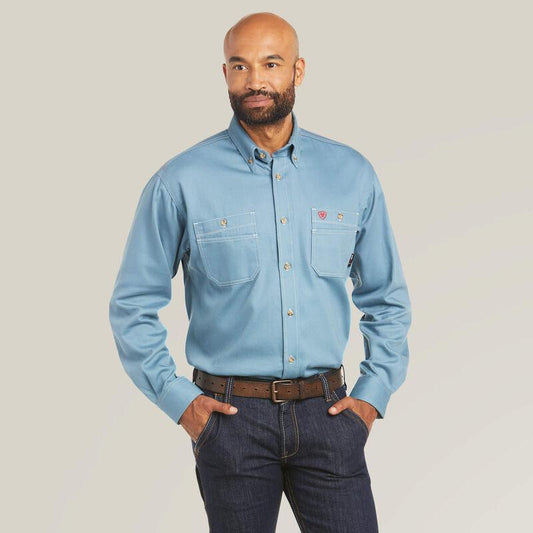 Ariat Men's Flame Resistant Vented Work Shirt In Steel Blue