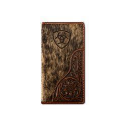 Ariat Men's Wallet Rodeo Style Laser Etched Shield Brown