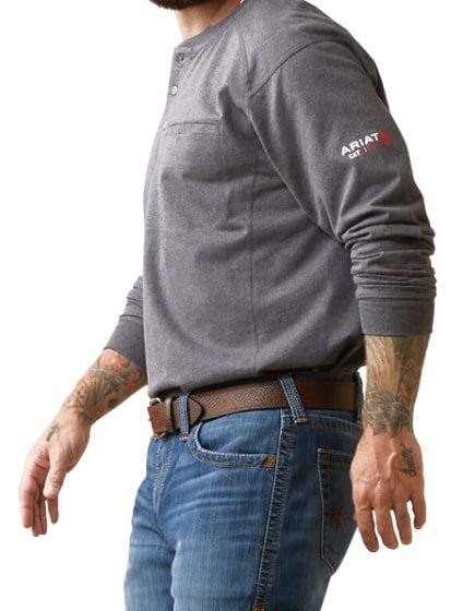 Ariat Men’s Work Shirt Flame Resistant Lightweight Henley weis-western-wear