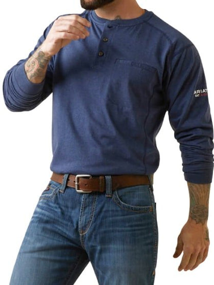 Ariat Men’s Work Shirt Flame Resistant Lightweight Henley weis-western-wear